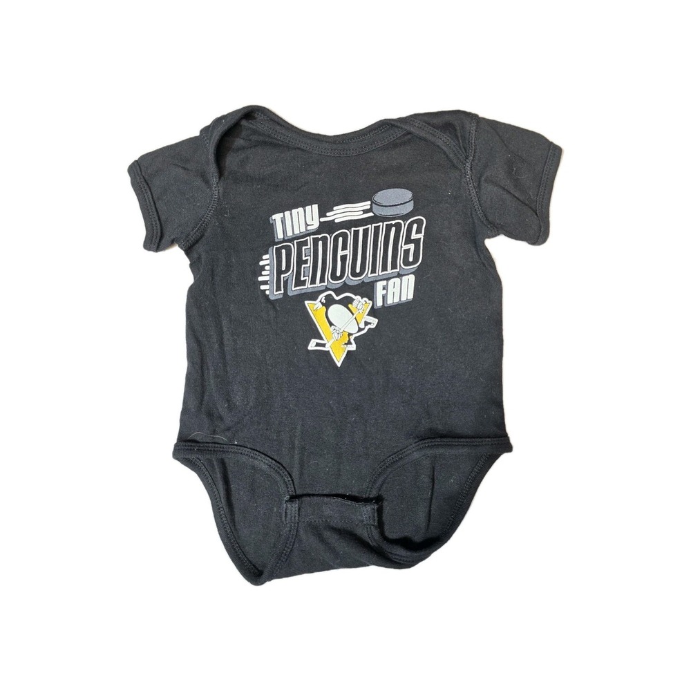 Outer Tiny Penguins Fan Baby Bodysuit Black 6-9 Months